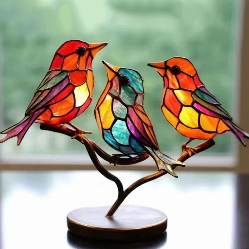 Colorful Bird Acrylic Desktop Decor Small Ornament for Home Office Shelf