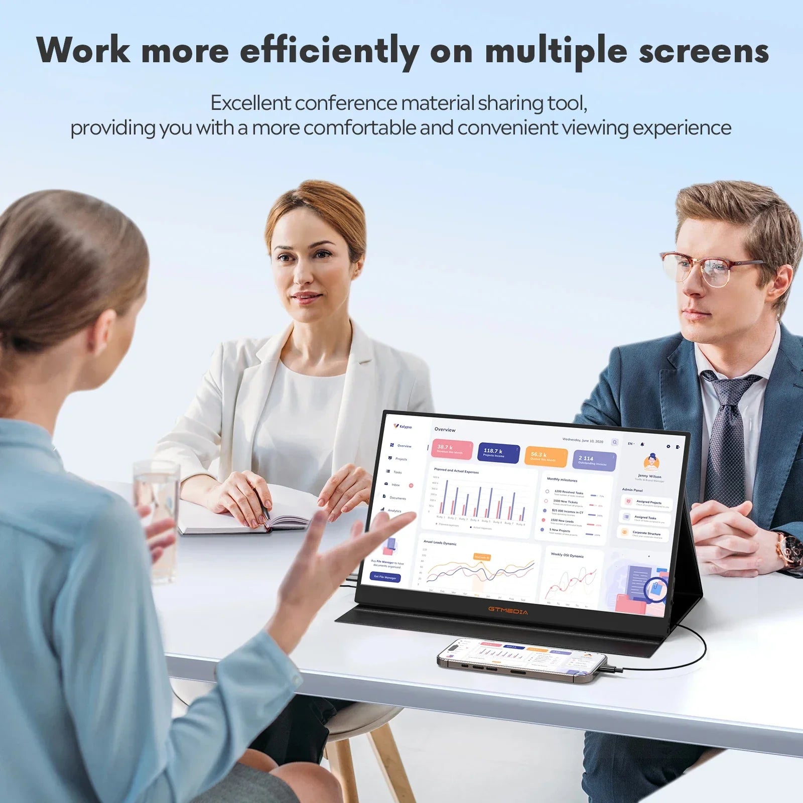 15.6" Portable Monitor GTMEDIA S15 FHD USB-C HDMI Laptop PC Gaming Second Screen