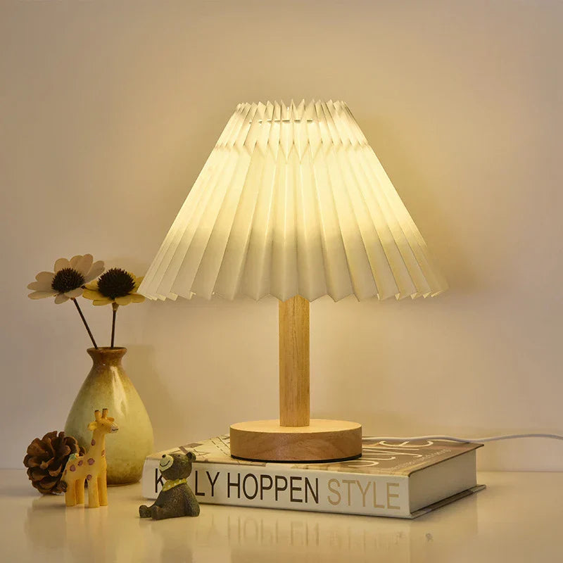 Nordic Pleated LED Table Lamp Foldable USB DIY Bedside Night Light Home Decor