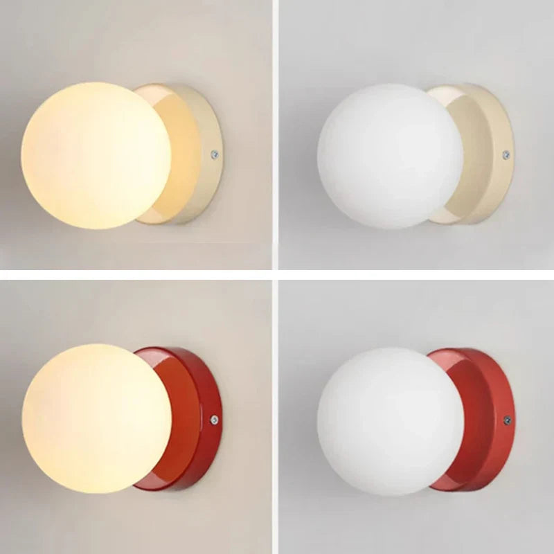 Nordic Glass LED Wall Lamp Orb Sconce for Bedroom Hallway Staircase