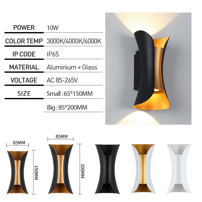 IP65 LED Outdoor Wall Light – 6W/10W Waterproof Aluminum Sconce for Porch Garden