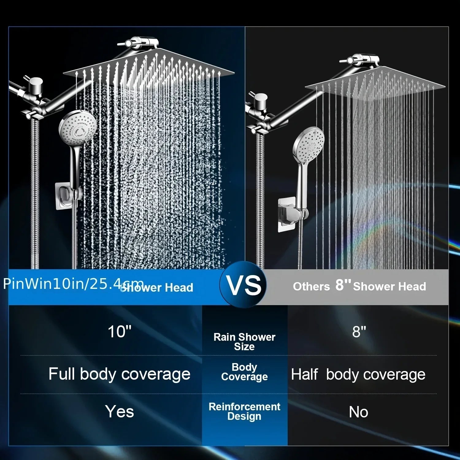Chrome Stainless Steel Pressurized Shower Set Concealed Toilet Top Spray Arm