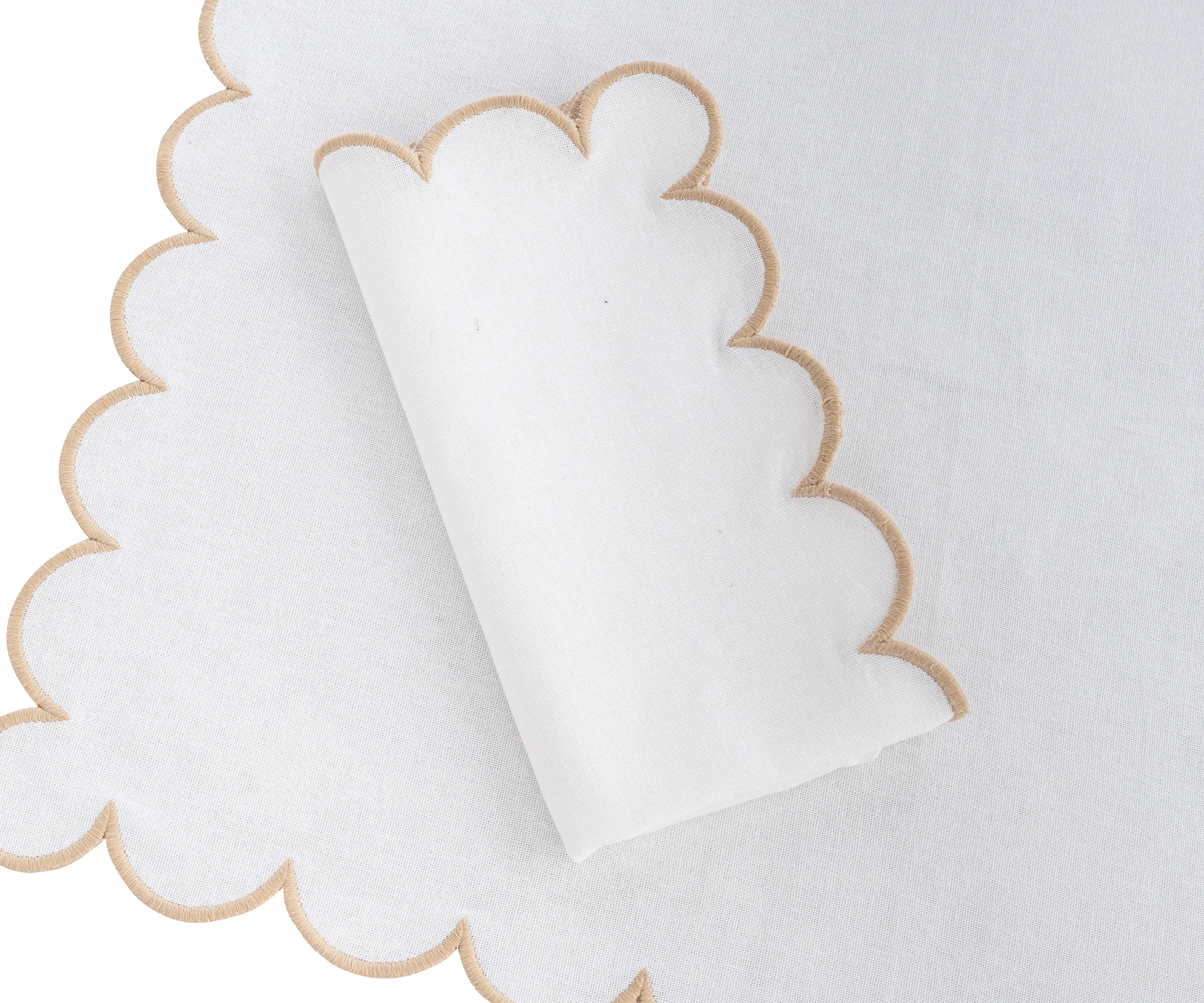 Beige Scalloped Edge Napkins - LongWave