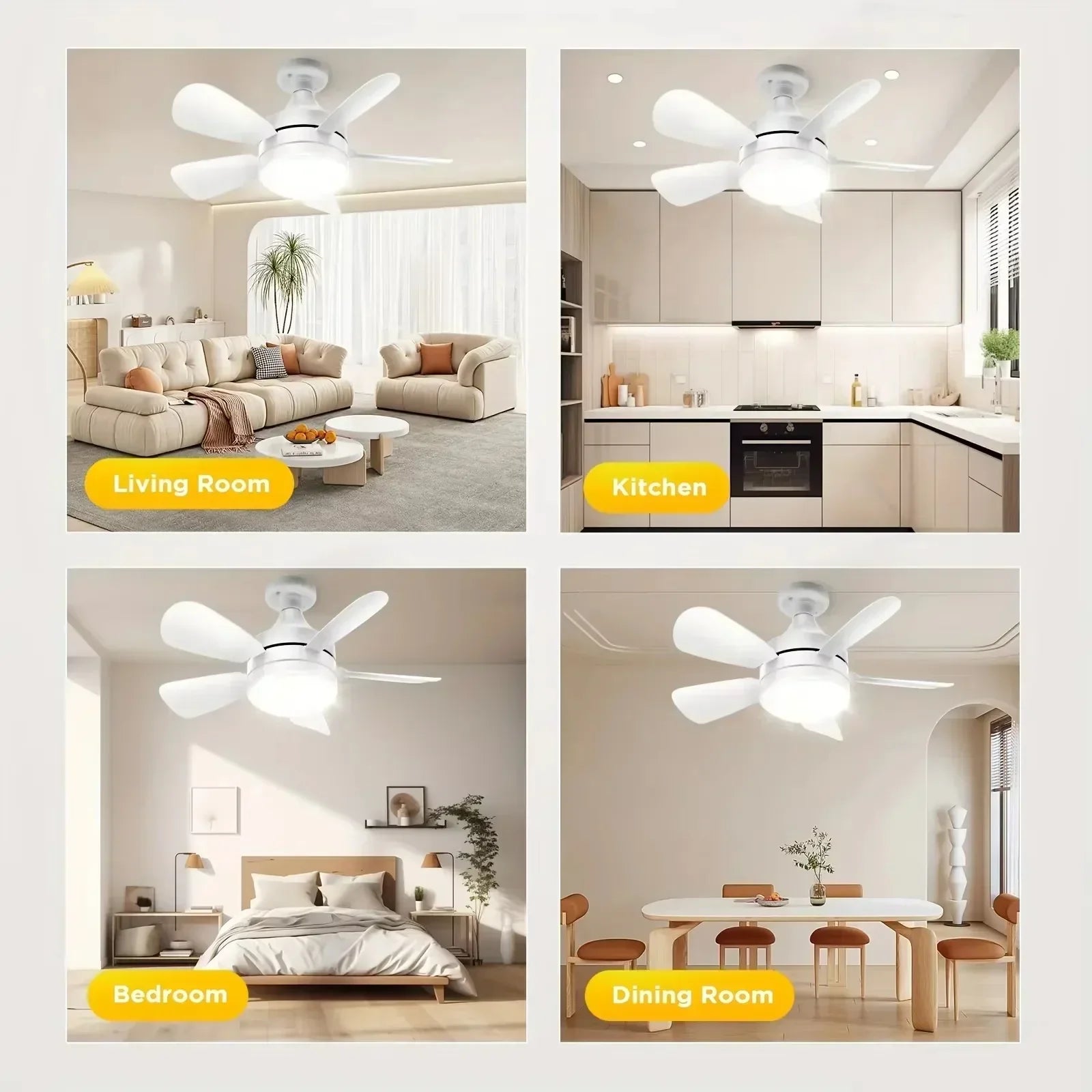 E27 Socket Fan Light 2-in-1 LED Ceiling Fan with Remote