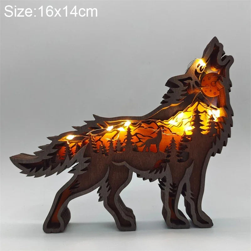 Wooden Animal LED Night Light Battery Table Lamp Kids Bedroom Decor Gift
