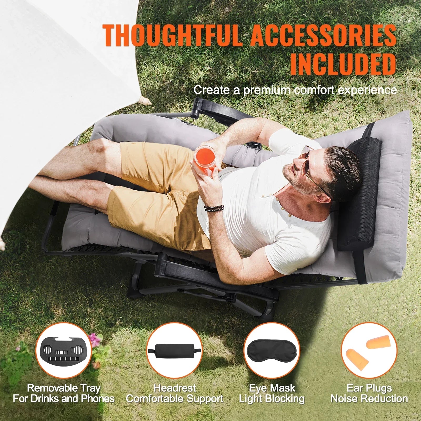 Zero Gravity Recliner Chair Adjustable Anti Gravity Lounge Chair with Cup Holder