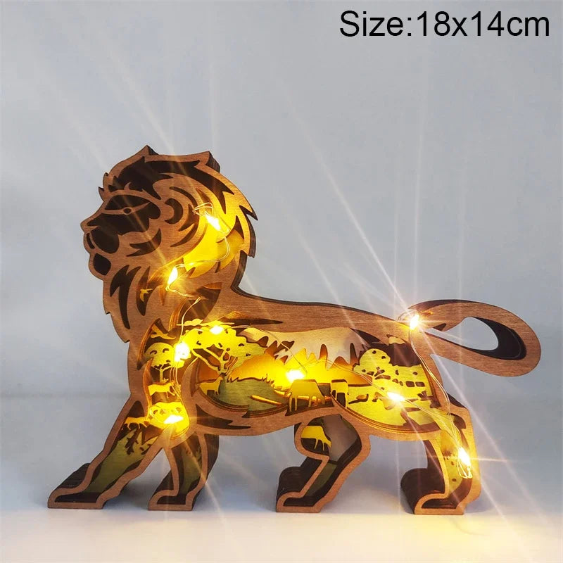 Wooden Animal LED Night Light Battery Table Lamp Kids Bedroom Decor Gift