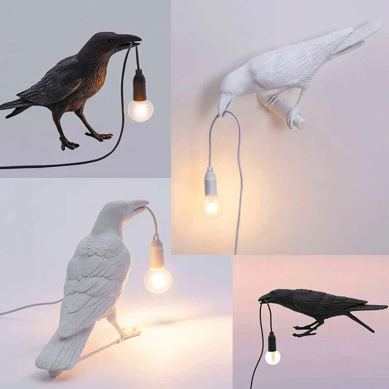 Crow Bird Wall Lamp – Resin Bedside Night Light for Bedroom & Living Room Decor