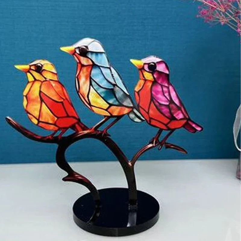 Colorful Bird Acrylic Desktop Decor Small Ornament for Home Office Shelf