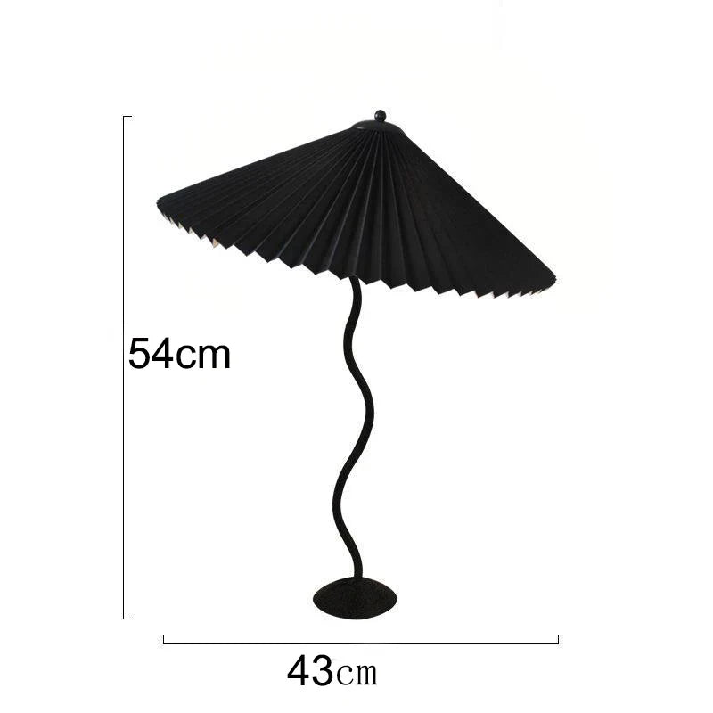 Vintage Pleated Table Lamp Umbrella Squiggle Bedside Night Light Living Room