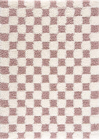 Atira Pink Checkered Shag Rug