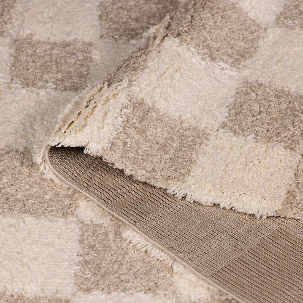 Atira Light Brown Checkered Area Rug