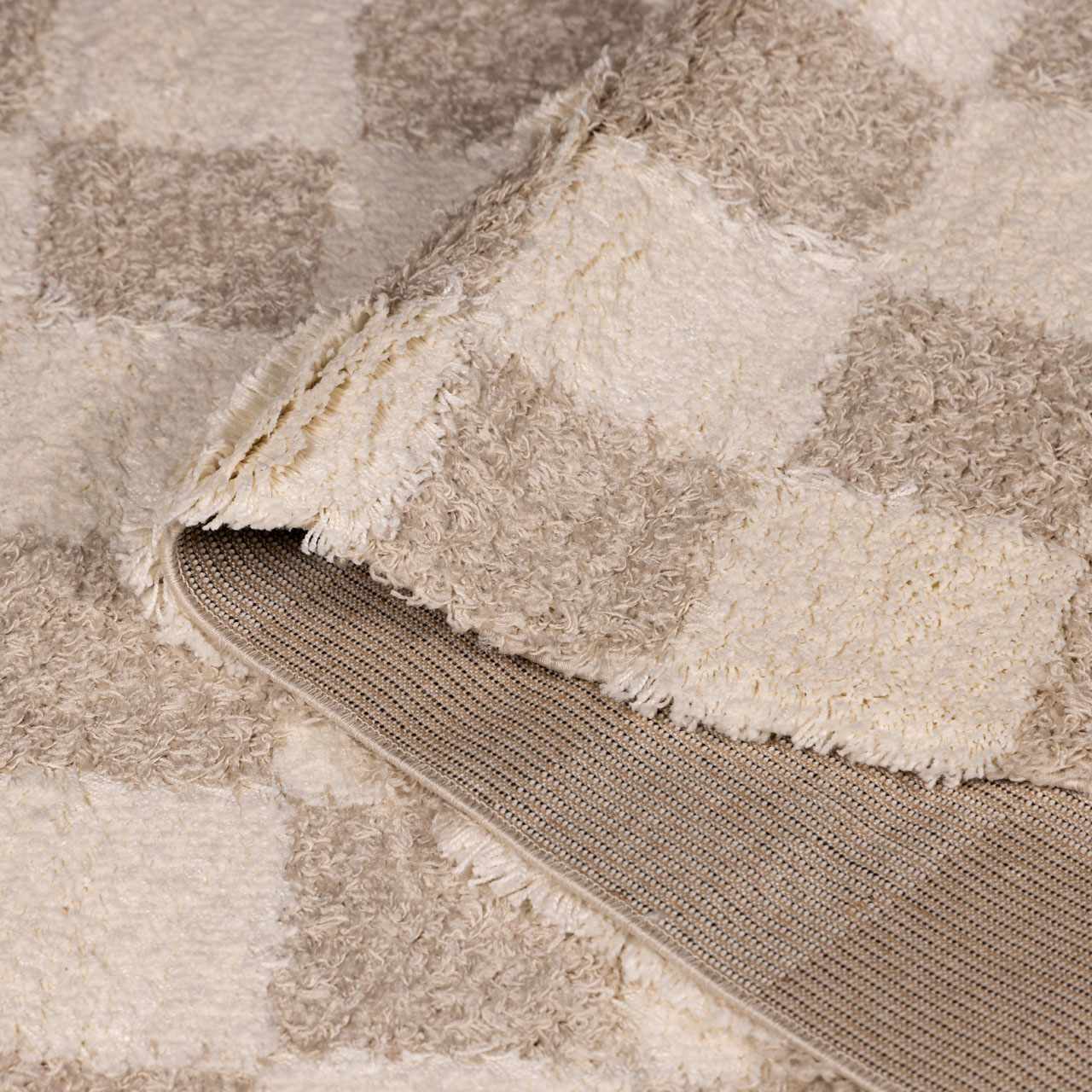 Atira Light Brown Checkered Area Rug