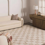 Atira Light Brown Checkered Area Rug