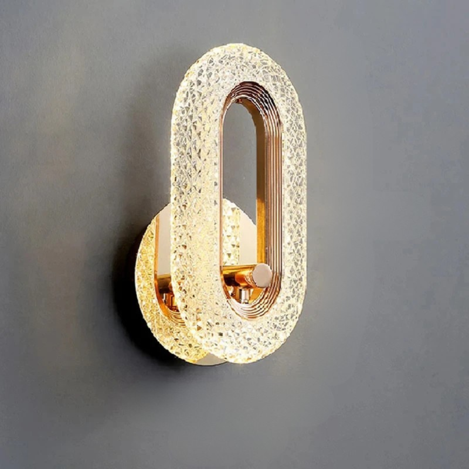 Modern Crystal LED Wall Light Round Oval Sconce for Bedroom Living Room