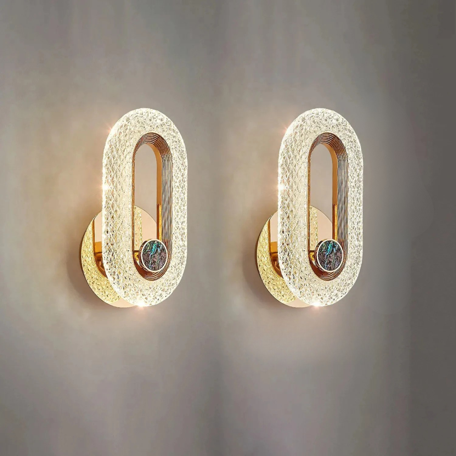 Modern Crystal LED Wall Light Round Oval Sconce for Bedroom Living Room