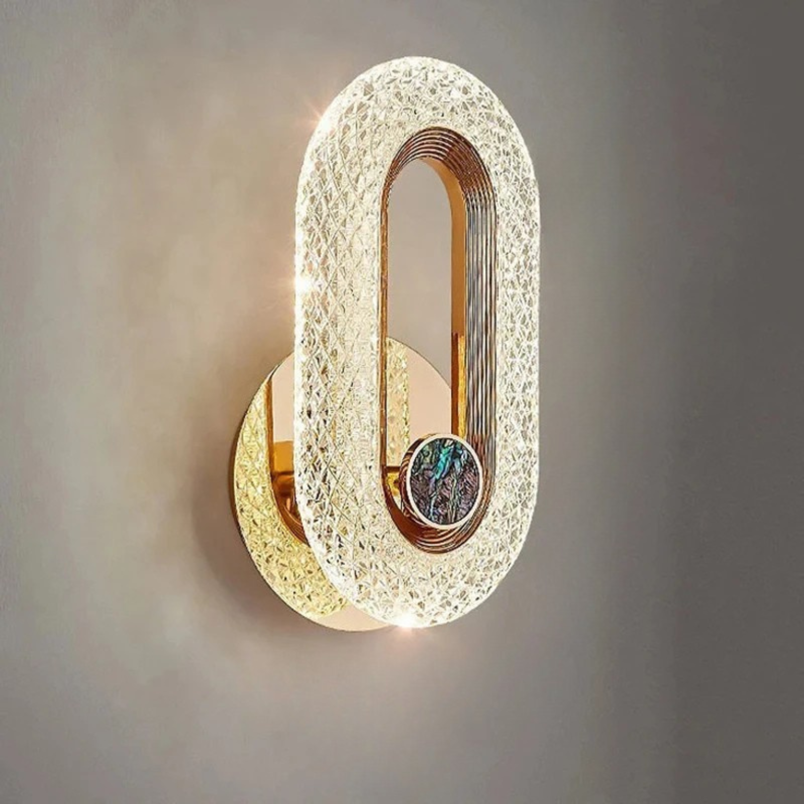 Modern Crystal LED Wall Light Round Oval Sconce for Bedroom Living Room