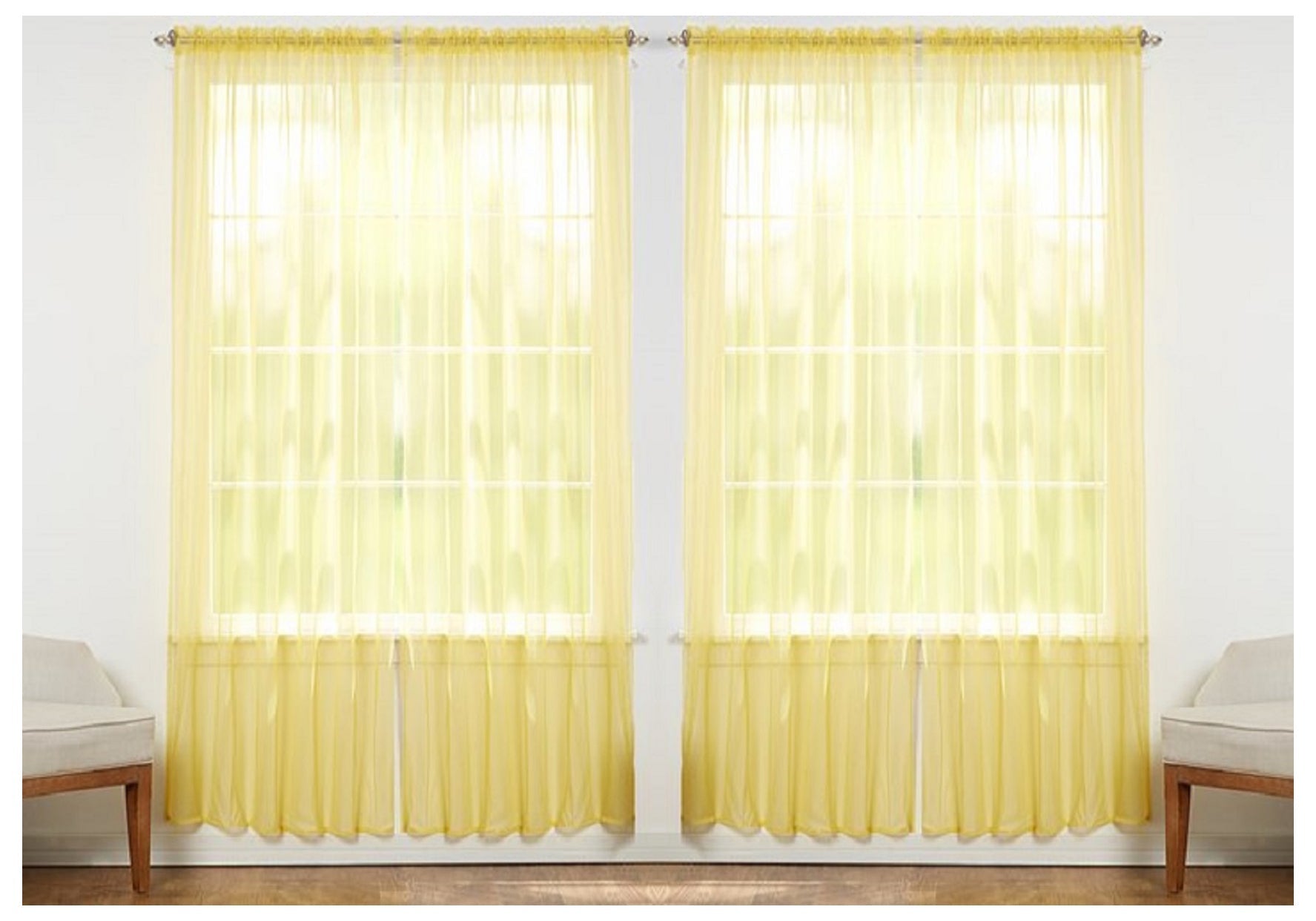 J&V TEXTILES 4-Pack Value: Solid Sheer Window Curtain Panels