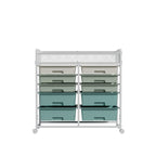 White Large Capacity 2-Row 10-Drawer Rolling Storage Cart