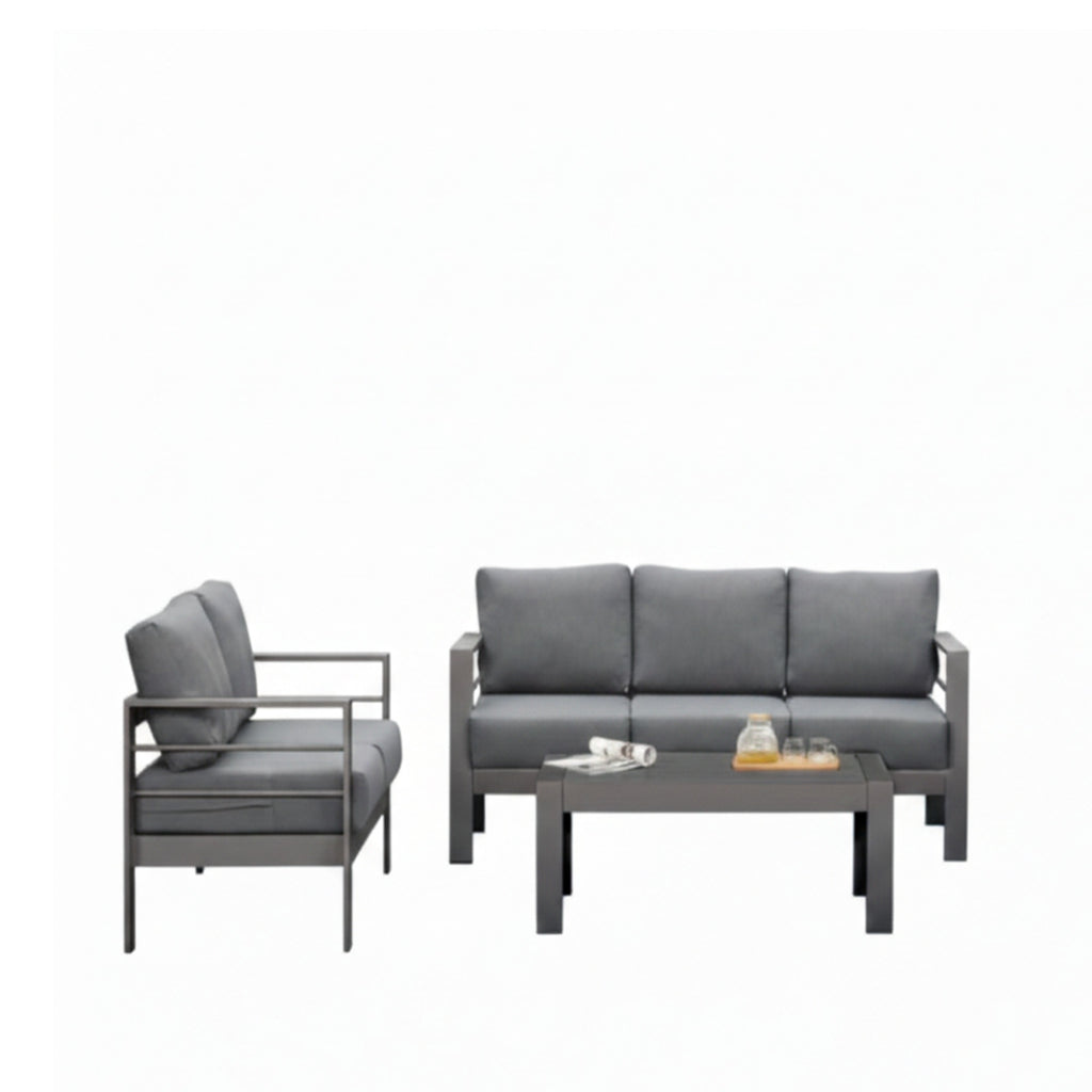 3-Piece Modern Aluminum Patio Conversation Set