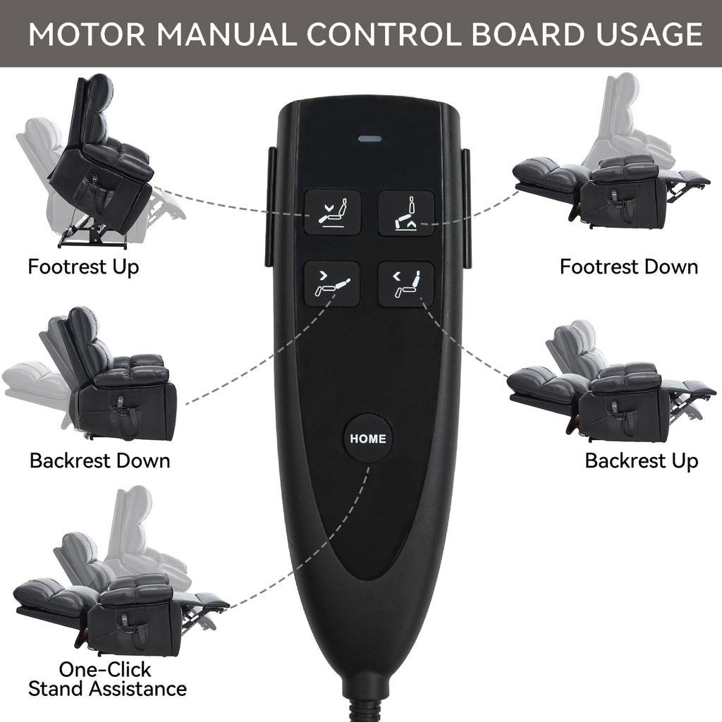 Black Leatheraire Heat Massage Dual Motor Recliner