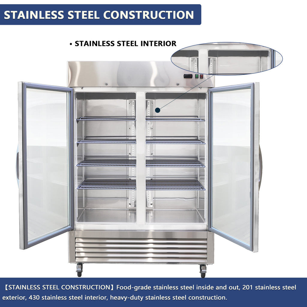 54"W Commercial Refrigerator with Glass Doors