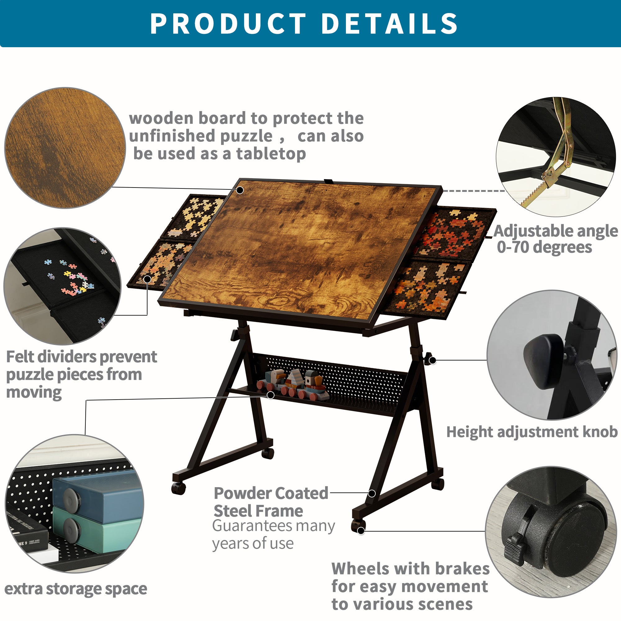 1500 Pieces Jigsaw Puzzle Metal Table Board for Adults
