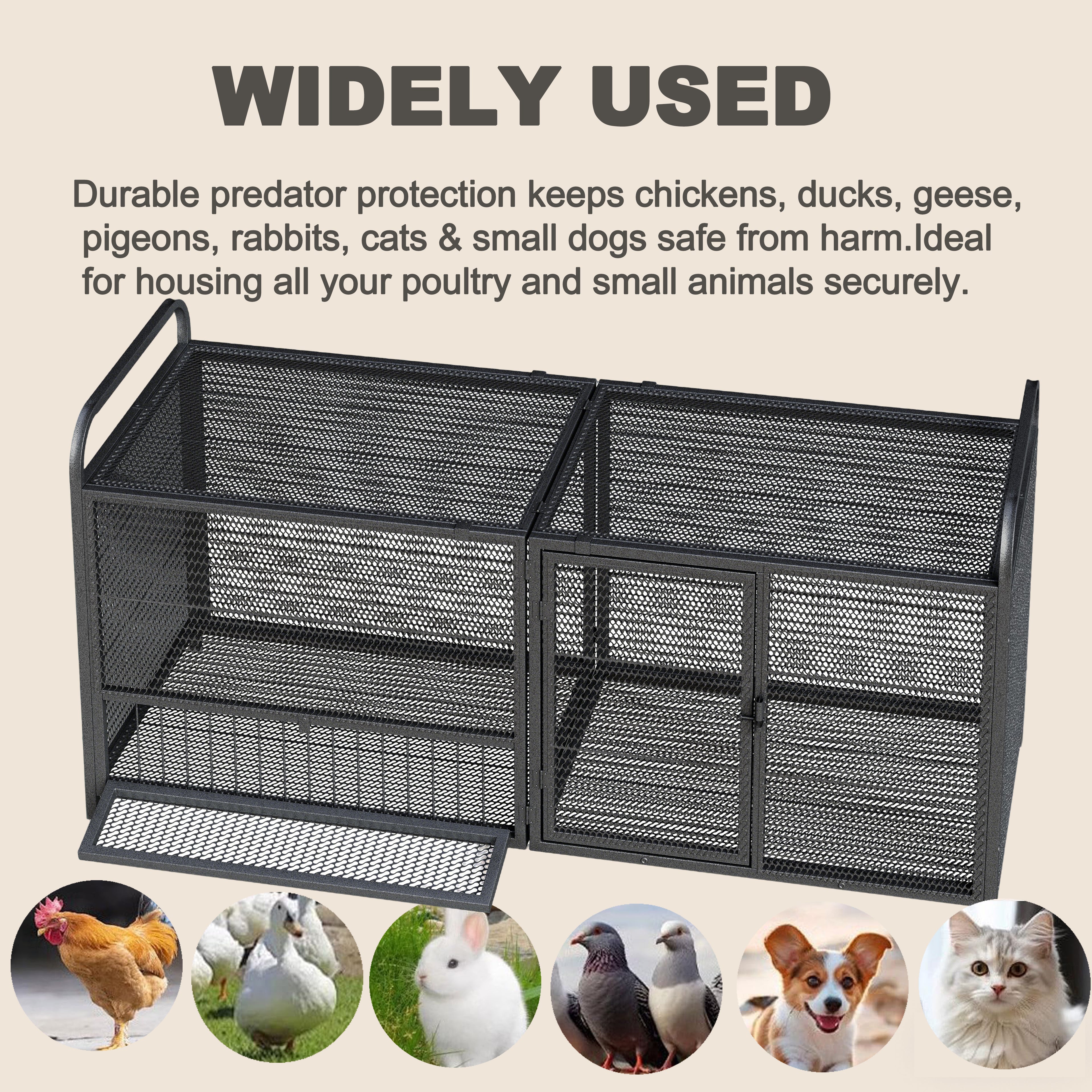 63" Chicken Cage Metal Poultry Breeding Coop