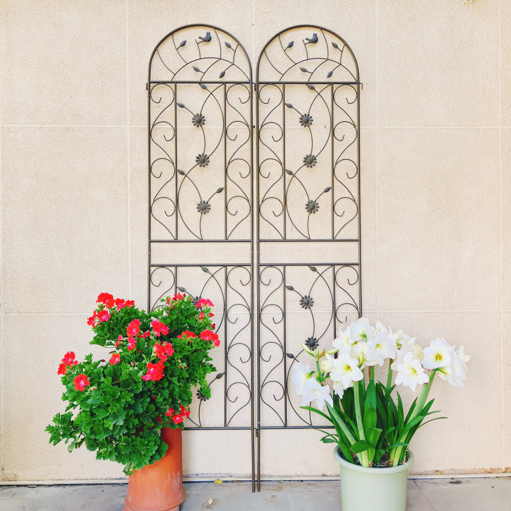 4-Pack Metal Garden Trellis, 86.7 x 19.7 Inches, Rustproof Iron, Brown