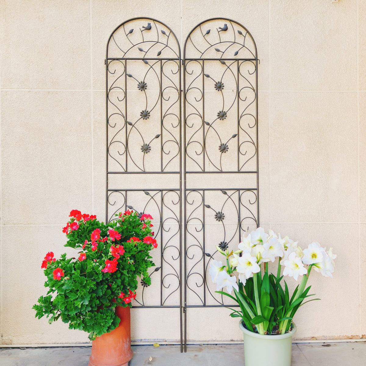 4-Pack Metal Garden Trellis, 86.7 x 19.7 Inches, Rustproof Iron, Brown