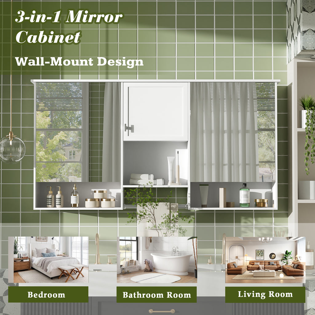 55 Inch Wall-Mount 3-in-1 Mirror Cabinet