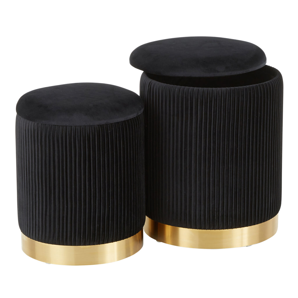Contemporary Nesting Pleated Ottoman Set