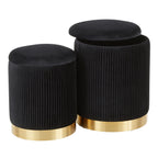 Contemporary Nesting Pleated Ottoman Set