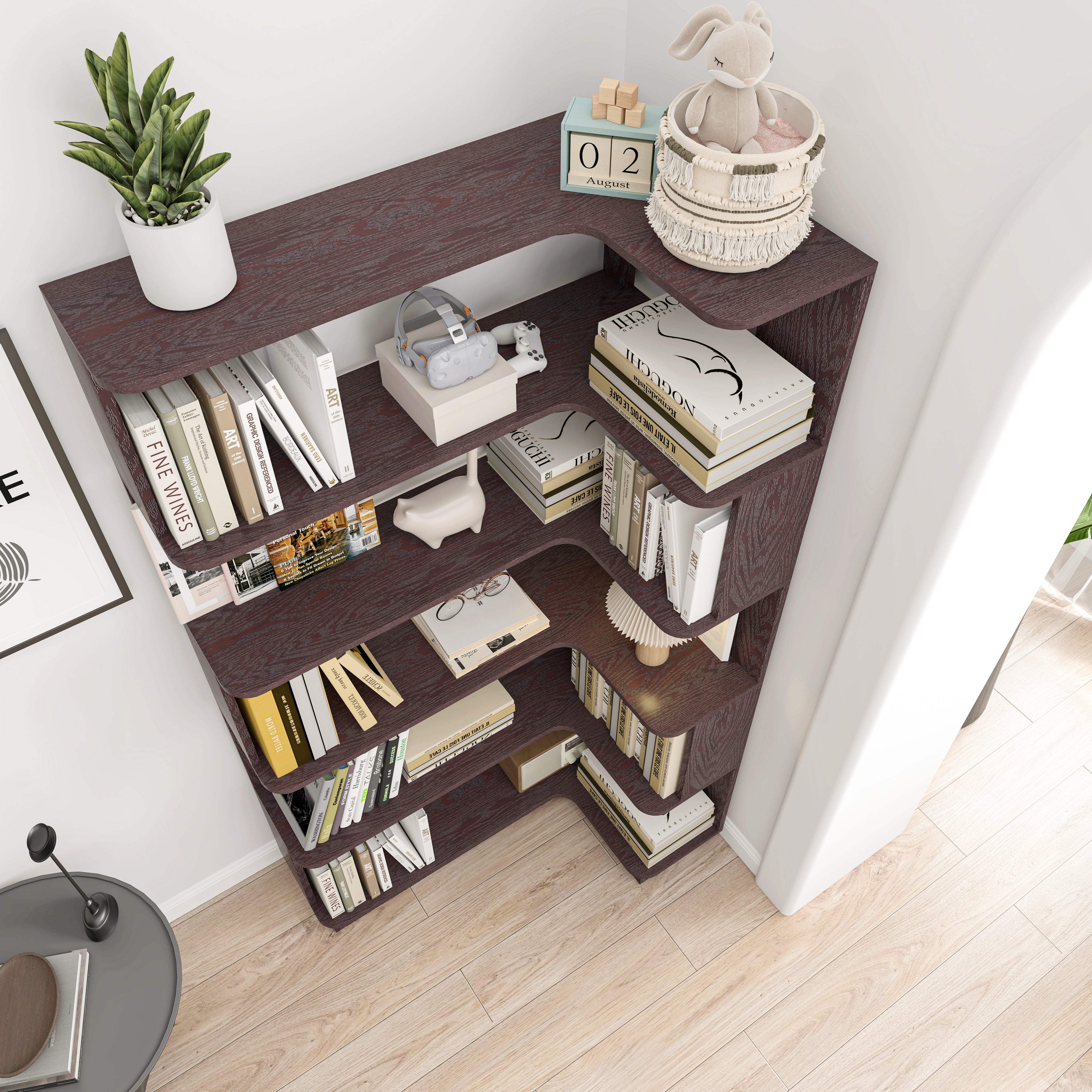 90cm Freestanding Corner Bookshelf