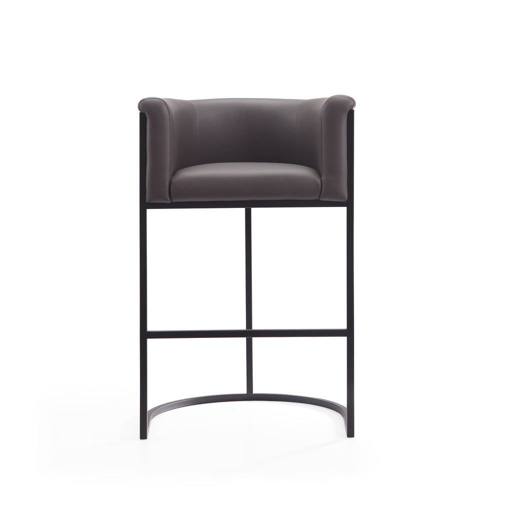 Cosmopolitan Metal Upholstered Barstool in Graphite