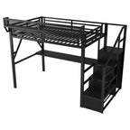 Queen Loft Bed with Desk and Charging Station