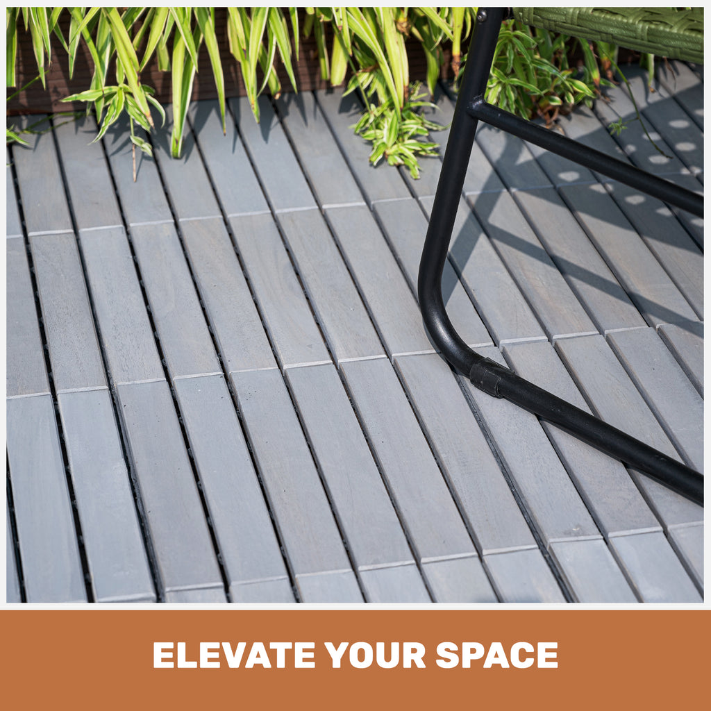 30 PCS Interlocking Deck Tiles Striped Pattern