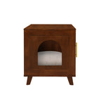 Myra Indoor Premium Rubber Wood Cat Cabinet with Cozy Cushion
