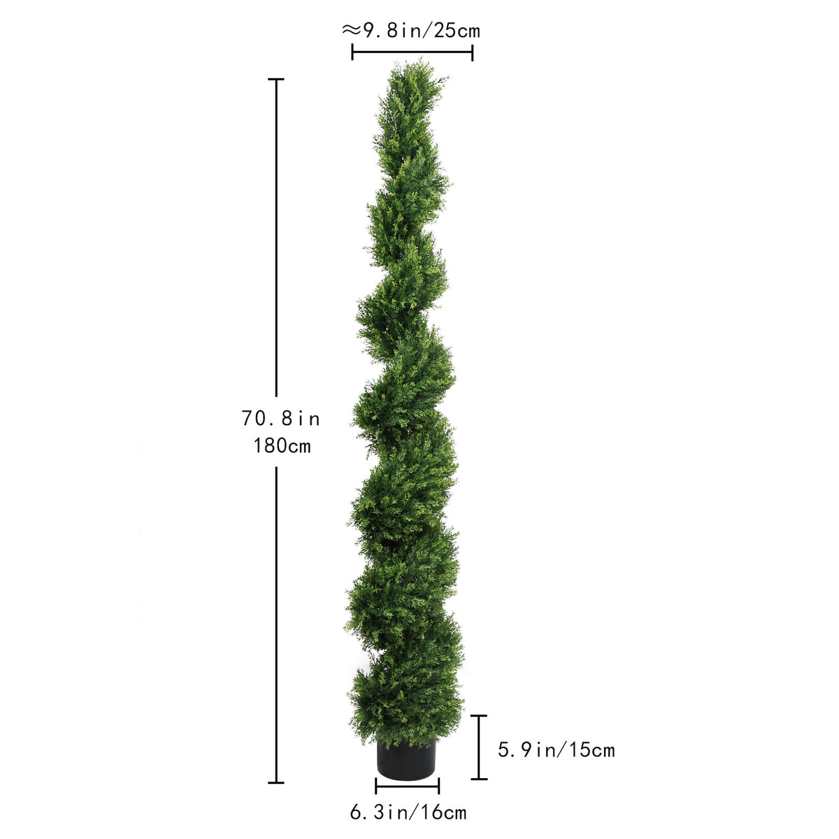 6FT Two-Tone Spiral-Shaped Potted Cedar Tree - 2pcs Set