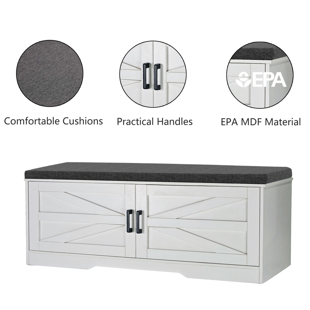 2-Tier Storage Bench with Padded Seat Cushion
