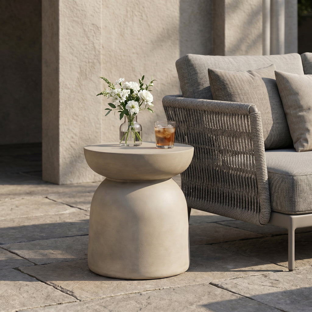 Outdoor Round Top MGO Drum Side/End Table