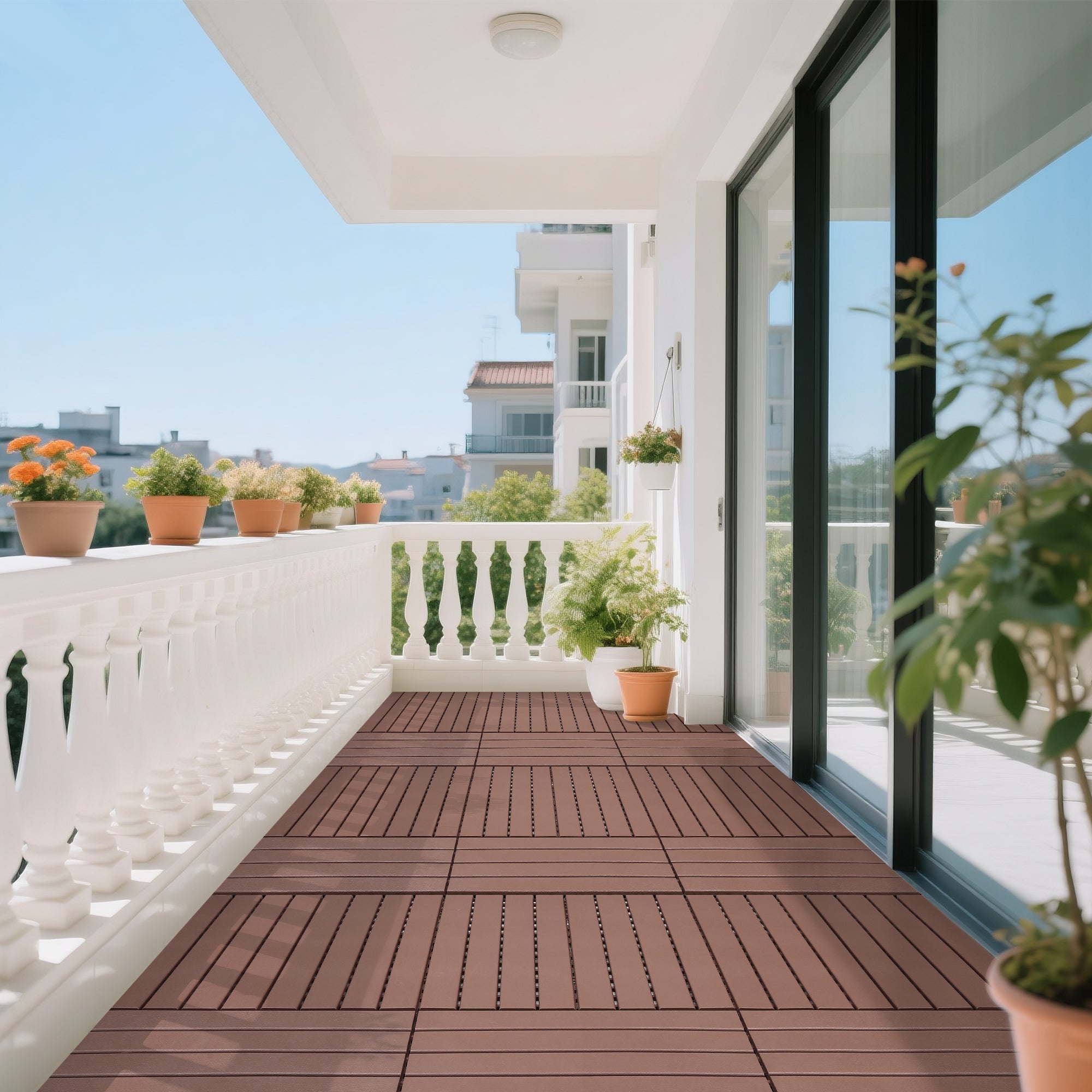 24 Pieces of Outdoor Terrace Deck Tiles