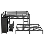 Queen Over Queen Size Bunk Bed Frame with Built-in Wardrobe