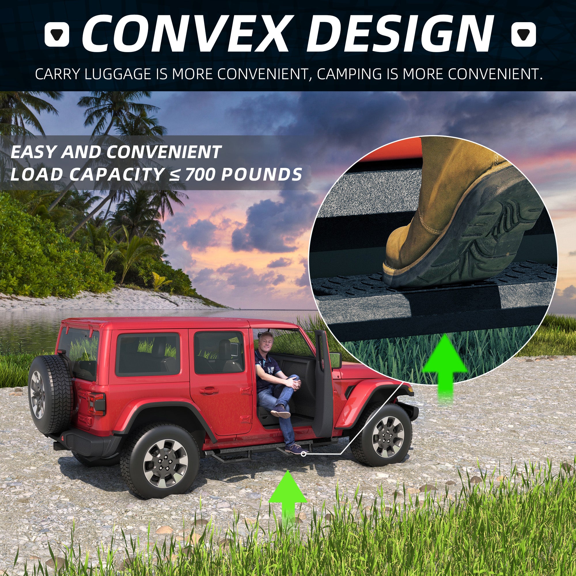 Two Stairs Running Boards Side Steps For Jeep Wrangler JK