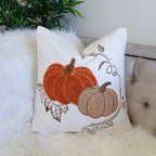 Pumpkin Embroidered Cotton Throw Pillow