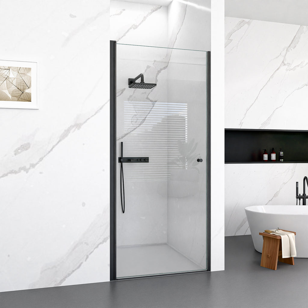 30"W x 72"H Frameless Circular Pivot Shower Door in Matte