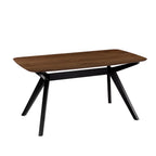 5-Piece Upholstered Dining Set With Rubberwood Frame, Grey+Walnut+Black