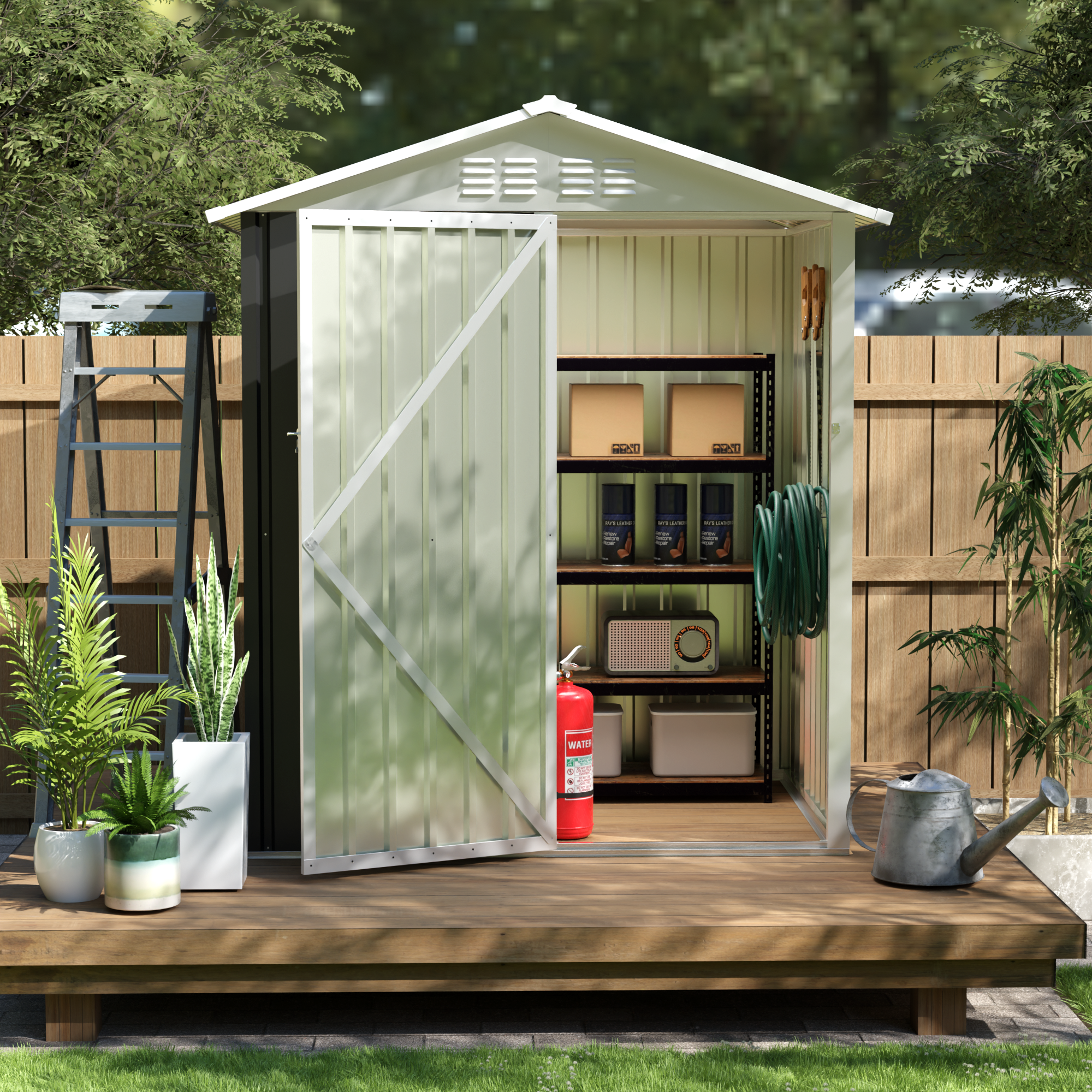 5.4x4.27 FT Outdoor Storage Shed with Hinge Door