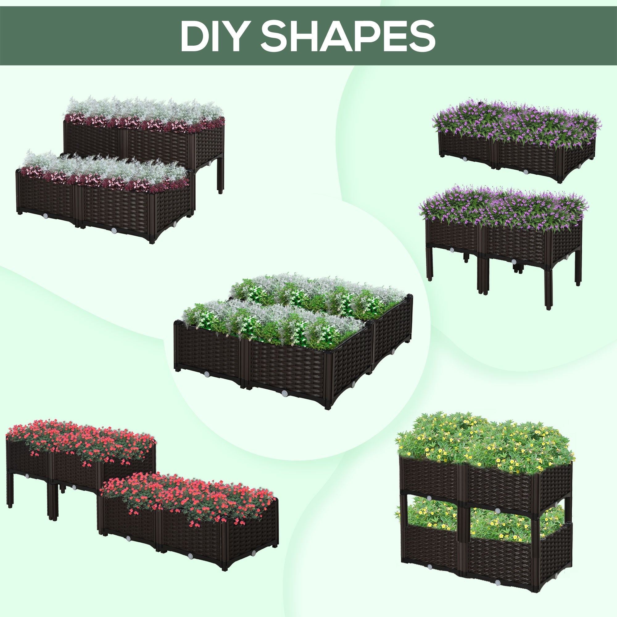 Outsunny 4 Piece Raised Garden Bed with Legs, Self-Watering Planter Box