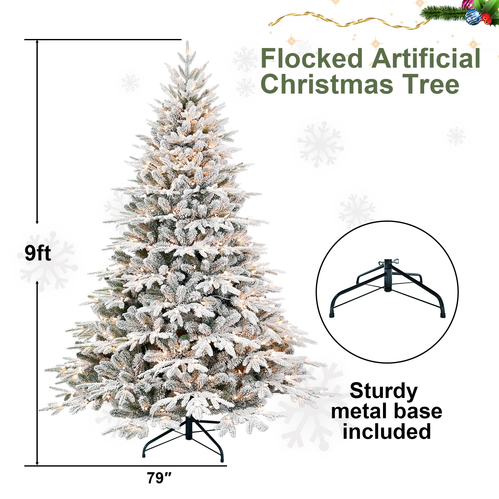 4ft Pre-Lit Flocked Artificial Christmas Tree